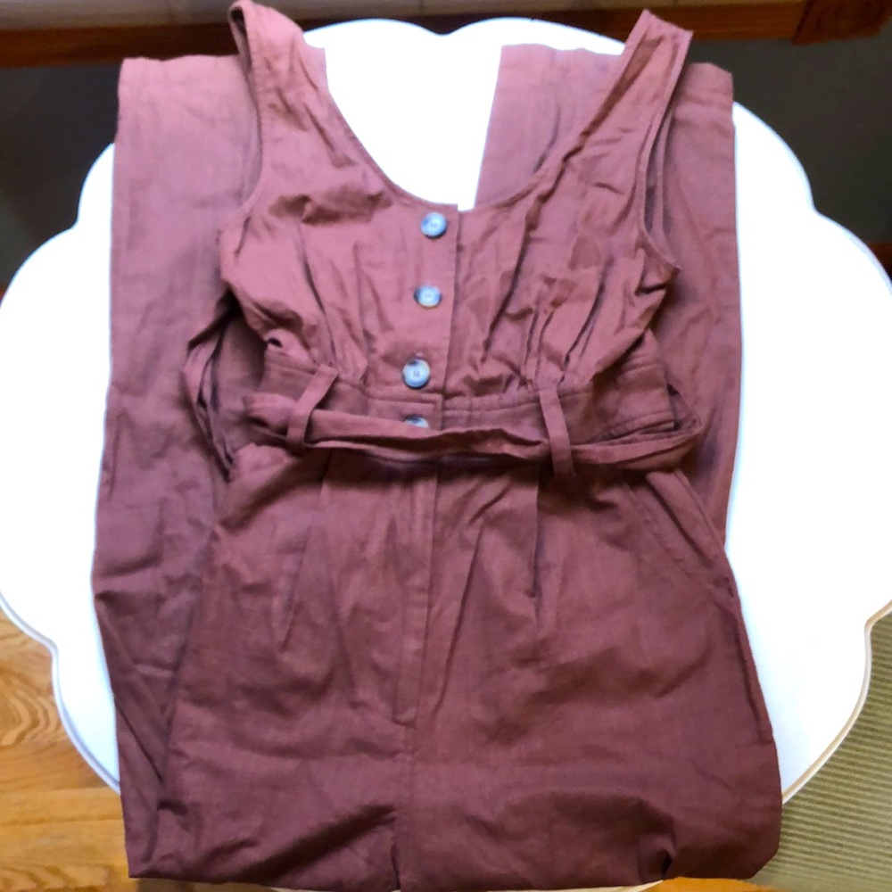100% cotton button front jumpsuit